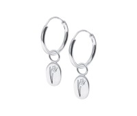 Daffodil Birth Flower Silver Hoop Earring Charms HO-2697